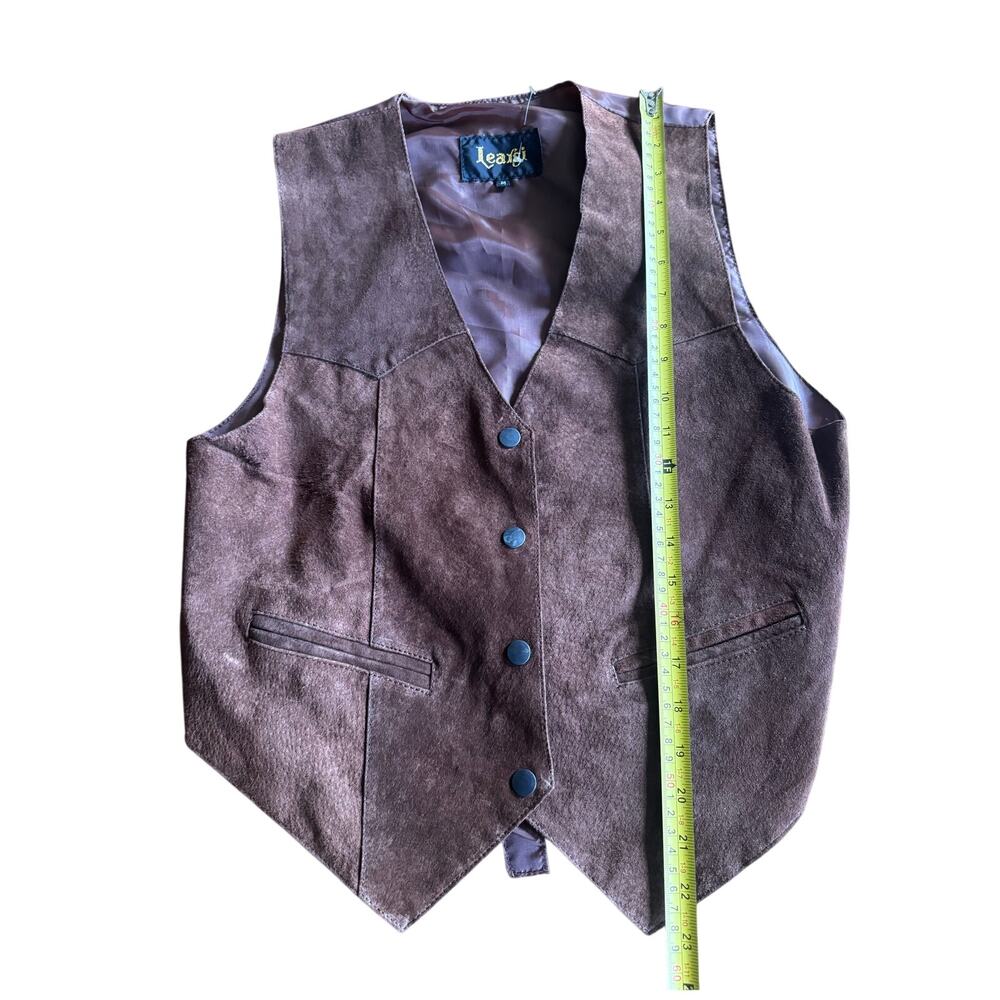 Vintage Learsi Brown Genuine Leather Western Vest Boho Ren Faire M - Picture 8 of 8